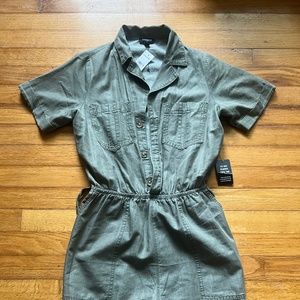 Express Army Green Military Romper XS NWT short sleeves